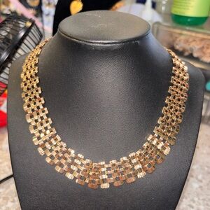 Gold Multi-Row Woven Link Necklace - Elegant Women’s Jewelry